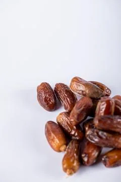 Dates on the bottom side of white. top view Stock Photos