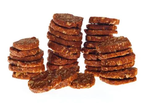 Dates cookies with nuts on white background. food Stock Photos