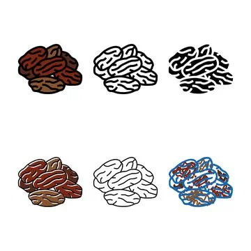 Dates dried fruit mix color icon vector Stock Illustration