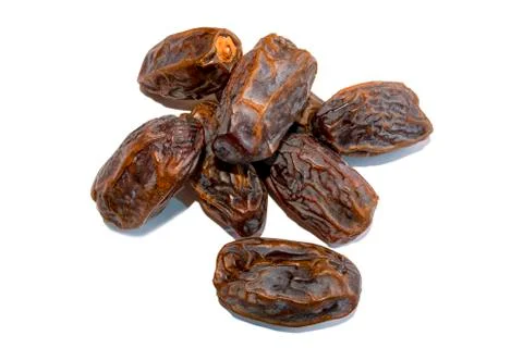 Dates. Fresh arabic dates isolated on white background. Date palm fruit Stock Photos