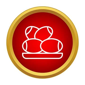 Dates fruit on dish in red circle icon イラスト素材