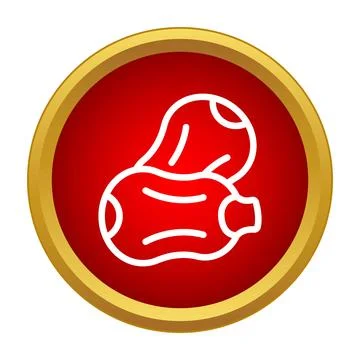 Dates fruit flat icon in red border circle Stock Illustration