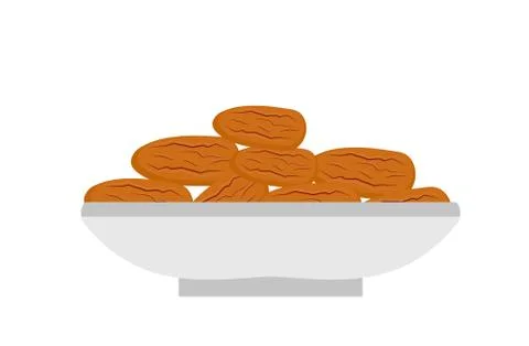 Dates fruit, flat style icon. Isolated on white background. illustration. Stock Illustration