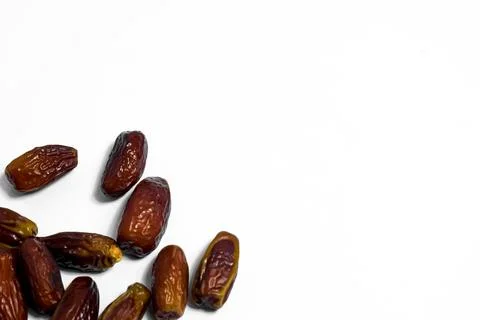 Dates fruit on isolated white background and copy space Foto stock