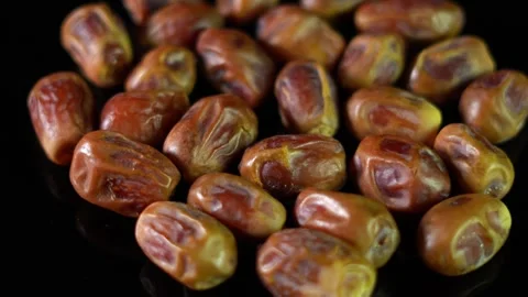 Dates fruit rotating on the table. Stock Footage 319686600