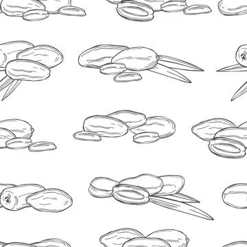 Dates fruits. Vector   pattern. Stock Illustration