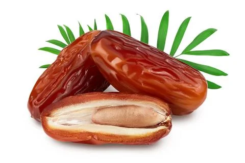 Dates isolated on white background with clipping path and full depth of field. Stock Photos