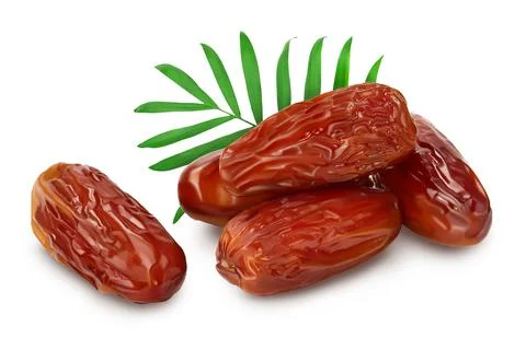 Dates isolated on white background with clipping path and full depth of field. Stock Photos