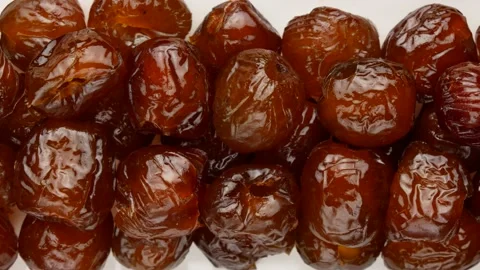 Dates in a row, top view. Dried fruits. Stock Footage 137766557