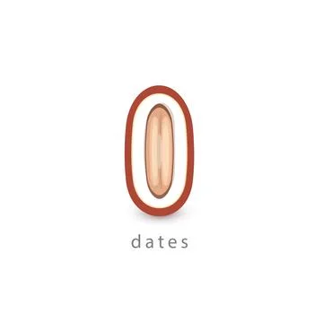 Dates simple icon. Vegan logo template, minimalism style. Half fruit vector Stock Illustration