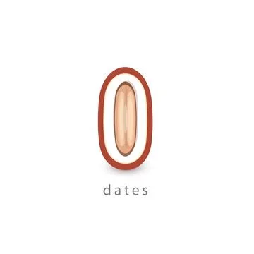 Dates simple icon. Vegan logo template, minimalism style. Half fruit vector Stock Illustration