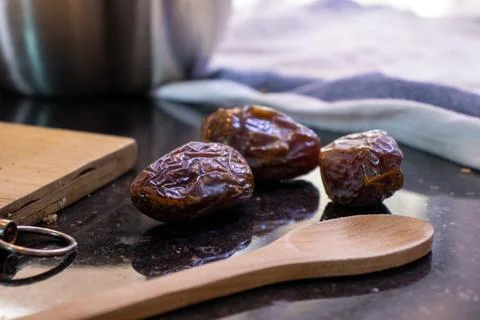 Dates on a table to prepare for eid kahk Stock Photos