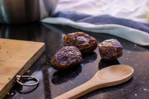 Dates on a table to prepare for eid kahk Stock Photos