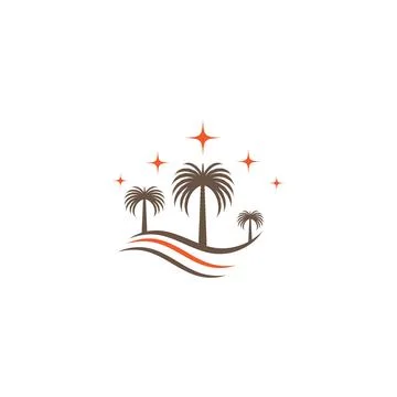 Dates tree Wave Logo Template vector symbol Stock Illustration