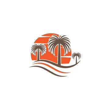 Dates tree Wave Logo Template vector symbol Stock Illustration