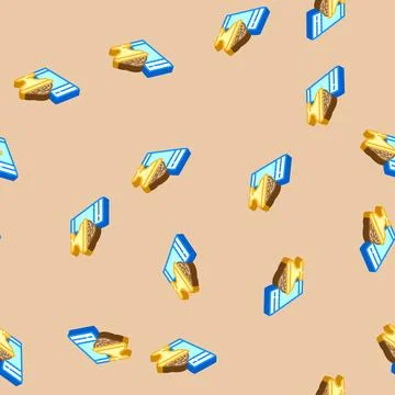 Dates water islam isometric icon seamless pattern Stock Illustration