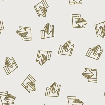 Dates water islam line vector seamless pattern Stock Illustration