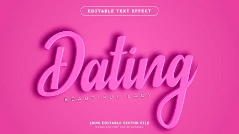 Dating 3d editable text effect Pink text effect mockup template Stock Illustration