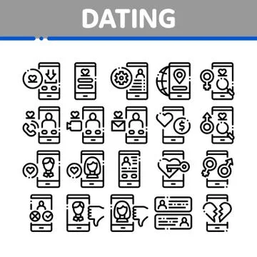 Dating App Collection Elements Icons Set Vector Stock Illustration
