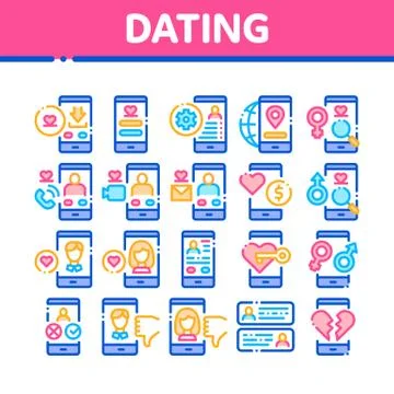 Dating App Collection Elements Icons Set Vector 스톡 일러스트
