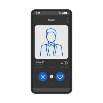 Dating app profile interface vector template Illustrazione stock