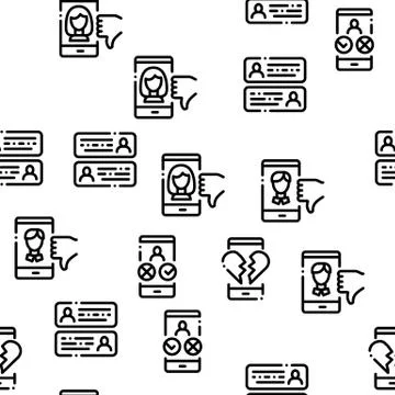 Dating App Seamless Pattern Vector Illustrazione stock