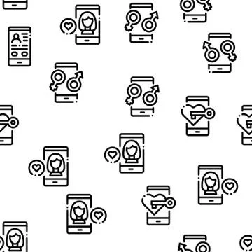 Dating App Seamless Pattern Vector Illustrazione stock