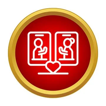 Dating app showing two profiles connected by a heart icon Illustrazione stock