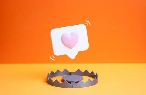 The Dating App Trap. Digital Security. Online deception, personal data risks, Illustrazione stock