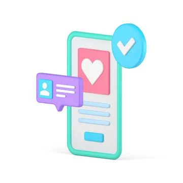 Dating app user success authorization homepage verification smartphone scre.. Stock Illustration