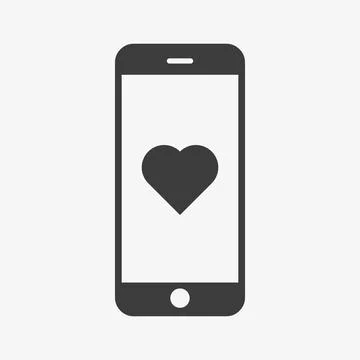 Dating app vector icon. Smartphone with heart sign Illustrazione stock