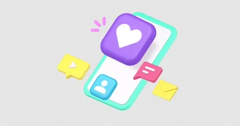 Dating application love mail chatting profile 3d animation with alpha channel Stock Footage 287717493