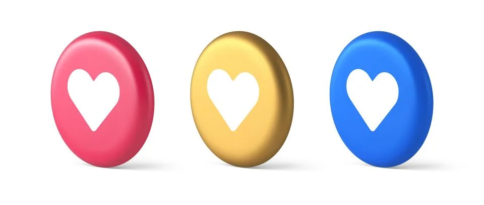 Dating application mobile interface button with heart social network communic Stock Illustration