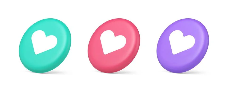 Dating application mobile interface button with heart social network communic Stock Illustration