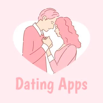 Dating application vector banner template. Woman and man holding hands and Stock Illustration