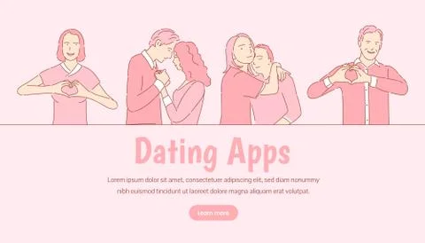 Dating application vector banner template. Romantic love story, Valentine day Stock Illustration
