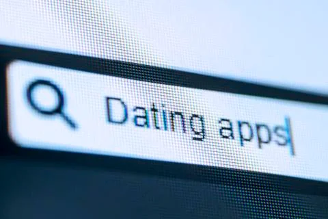 Dating apps text on the browser tab 스톡 사진