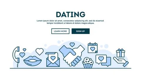 Dating, concept header, flat design thin line style Stock Illustration