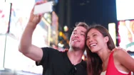 Dating Couple In Love, Times Square, New York City Stock Footage