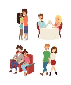 Dating couple vector set Illustrazione stock