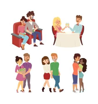 Dating couple vector set Stock Illustration