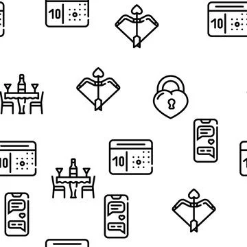 Dating Love Romantic Vector Seamless Pattern Illustrazione stock