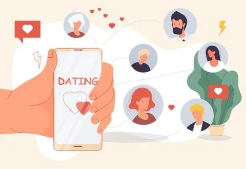 Dating online mobile app for virtual relationship Stock-Illustration