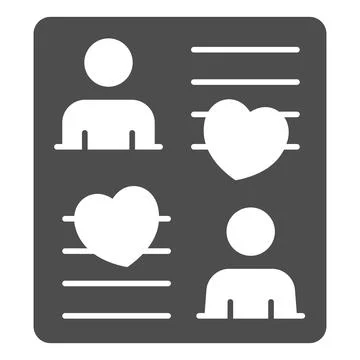 Dating questionnaire with hearts solid icon, love and relationship concept, date Stock Illustration