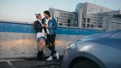 Dating at the rooftop Stock Photos