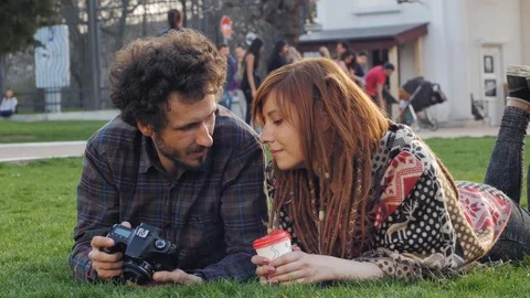 Dating in the summer park Stock Footage 89095117