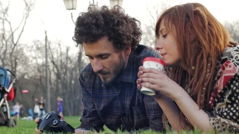 Dating in the summer park Stock Footage 89100073