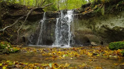 Daudas waterfall is the third highest (2,4m) in Latvia Stock Footage 68711925