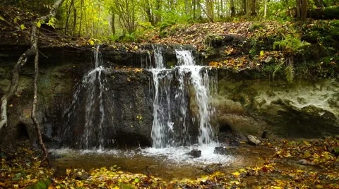 Daudas waterfall is the third highest in Latvia Stock Footage 68711977
