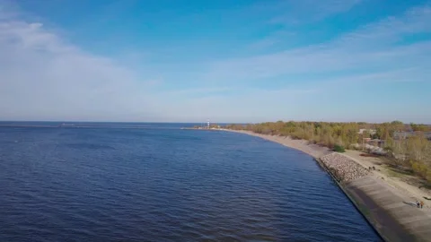 Daugavgriva flight over seashore 2 Stock Footage 310517512